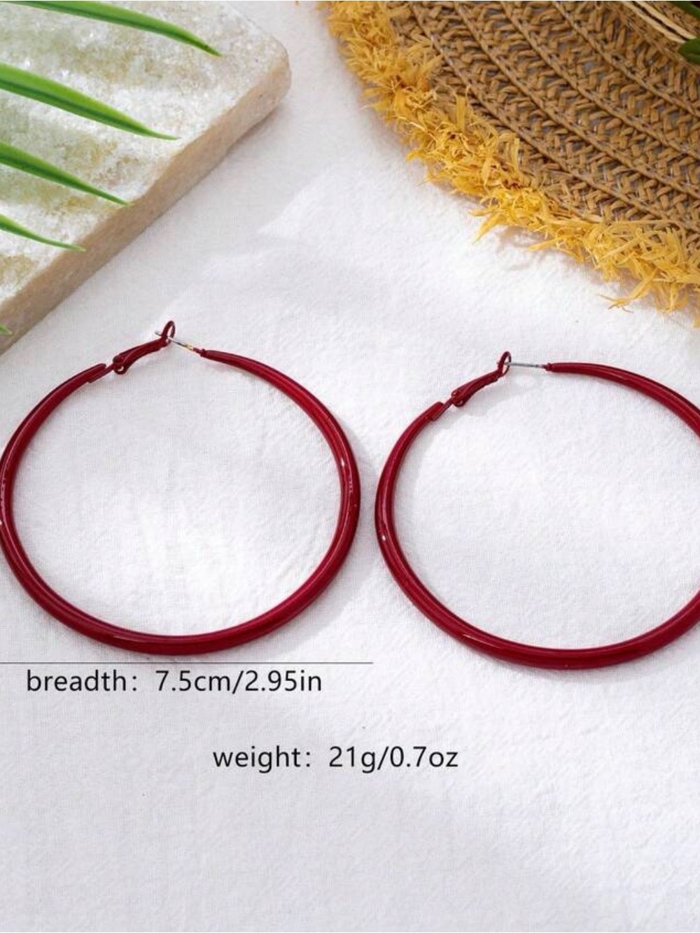 Red Hoop Earrings - Women Jewelry - Picture 5 of 5